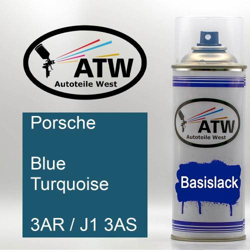 Porsche, Blue Turquoise, 3AR / J1 3AS: 400ml Sprühdose, von ATW Autoteile West.